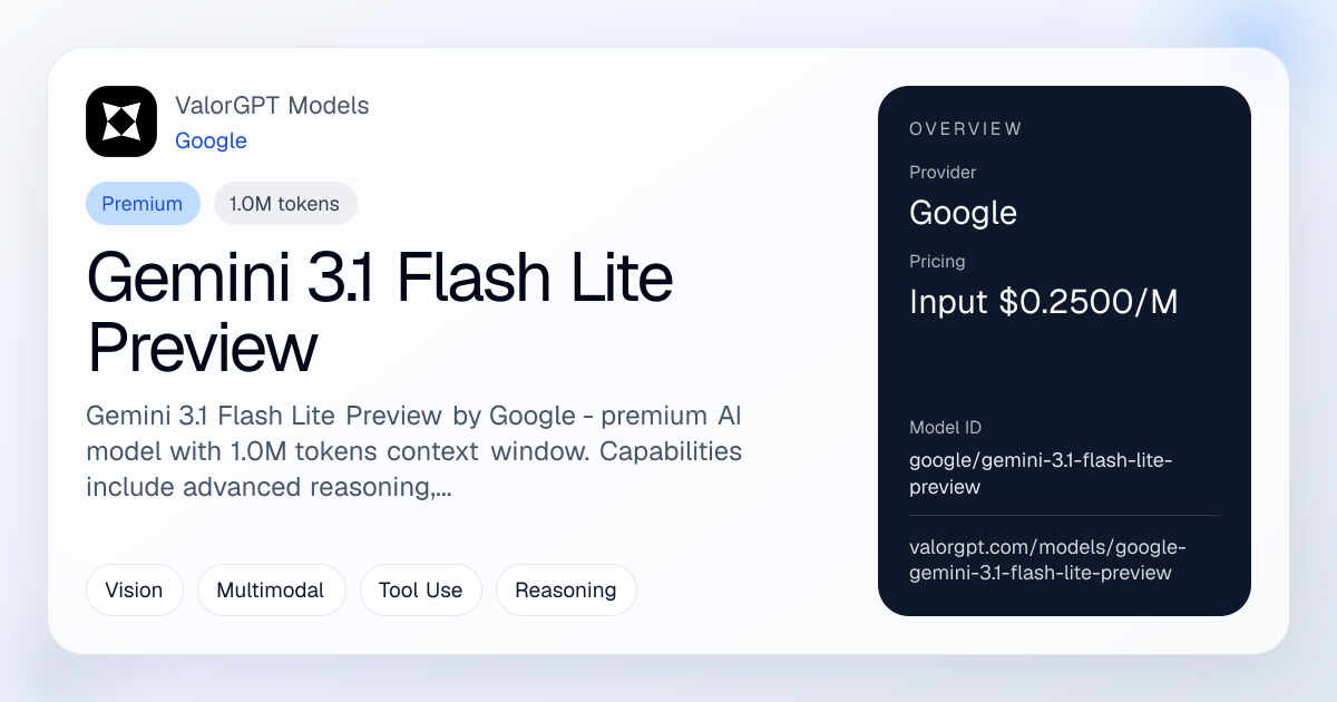 Gemini 3.1 Flash Lite Preview