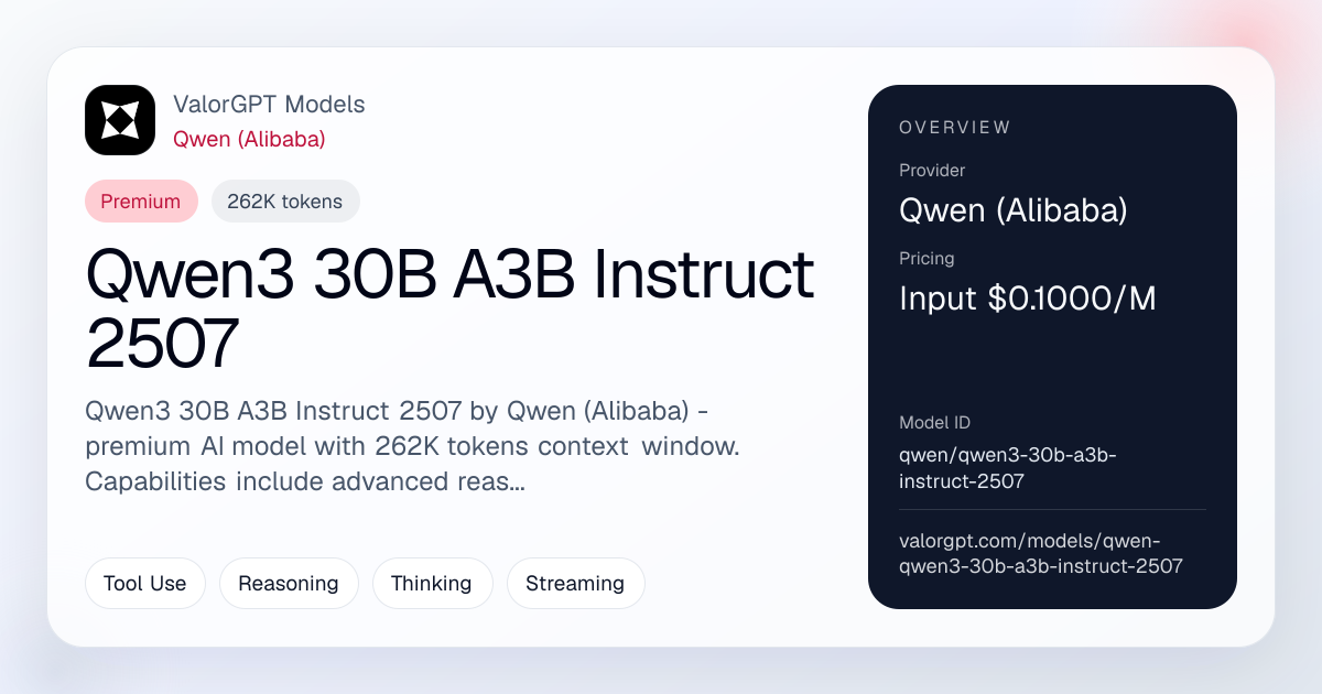 Qwen3 30B A3B Instruct 2507